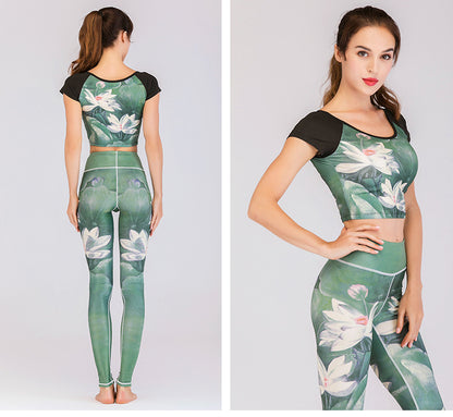 Ensemble de Yoga Floral Femme : Tenue Confortable et Élégante pour Yoga, Pilates et Fitness