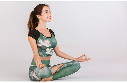 Ensemble de Yoga Floral Femme : Tenue Confortable et Élégante pour Yoga, Pilates et Fitness