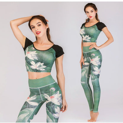 Ensemble de Yoga Floral Femme : Tenue Confortable et Élégante pour Yoga, Pilates et Fitness