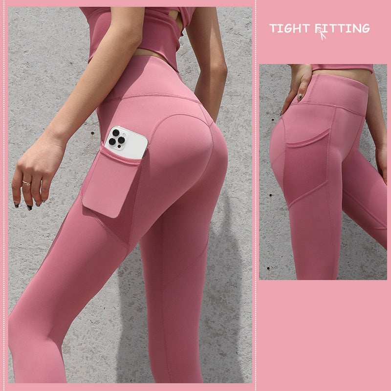 Legging Push-Up Femme avec Poche - Legging Taille Haute pour Fitness et Yoga