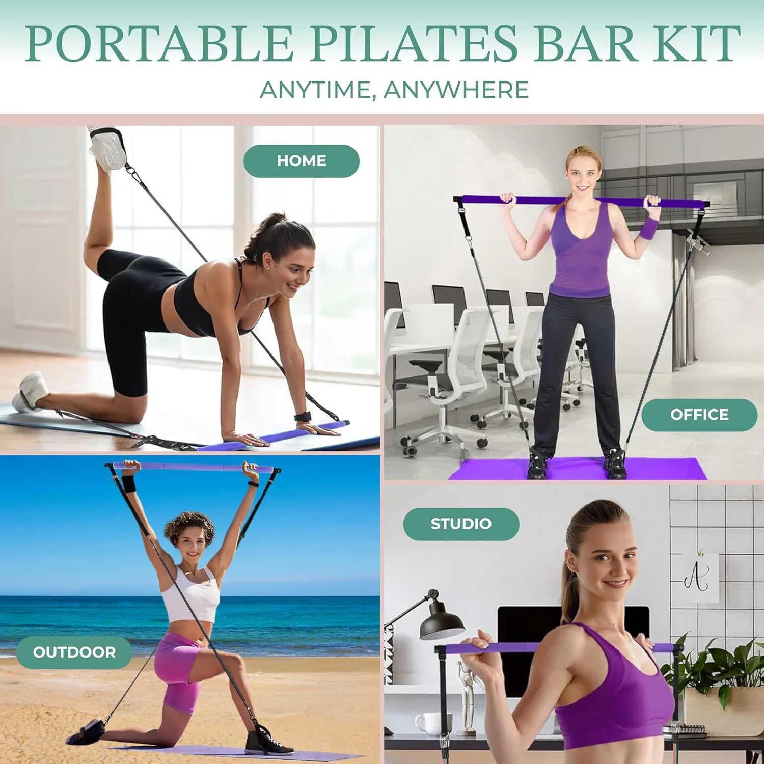 Kit Barre Pilates Portable - Entraînement Polyvalent à Domicile et en Extérieur