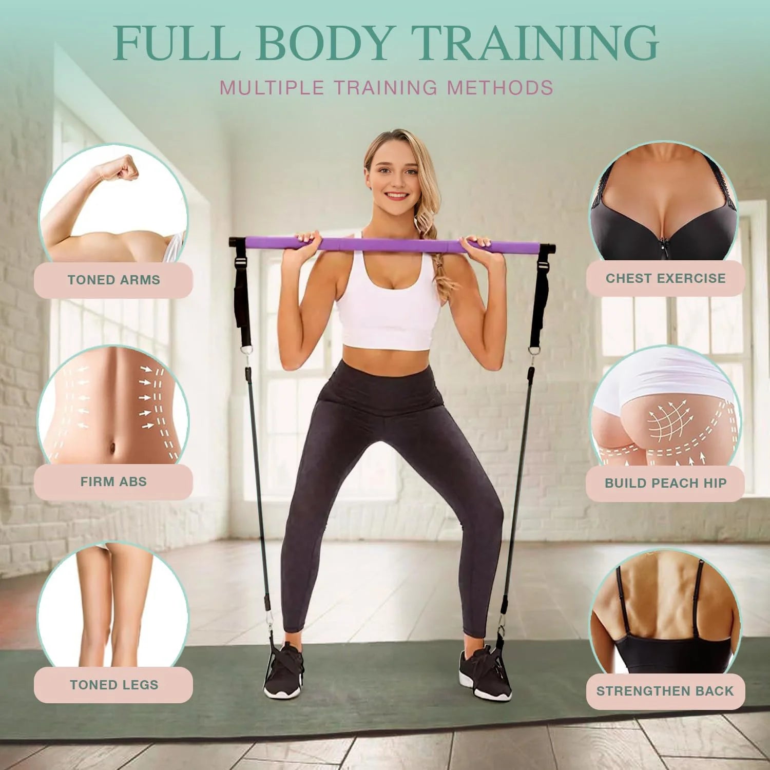 Kit Barre Pilates Portable - Entraînement Polyvalent à Domicile et en Extérieur