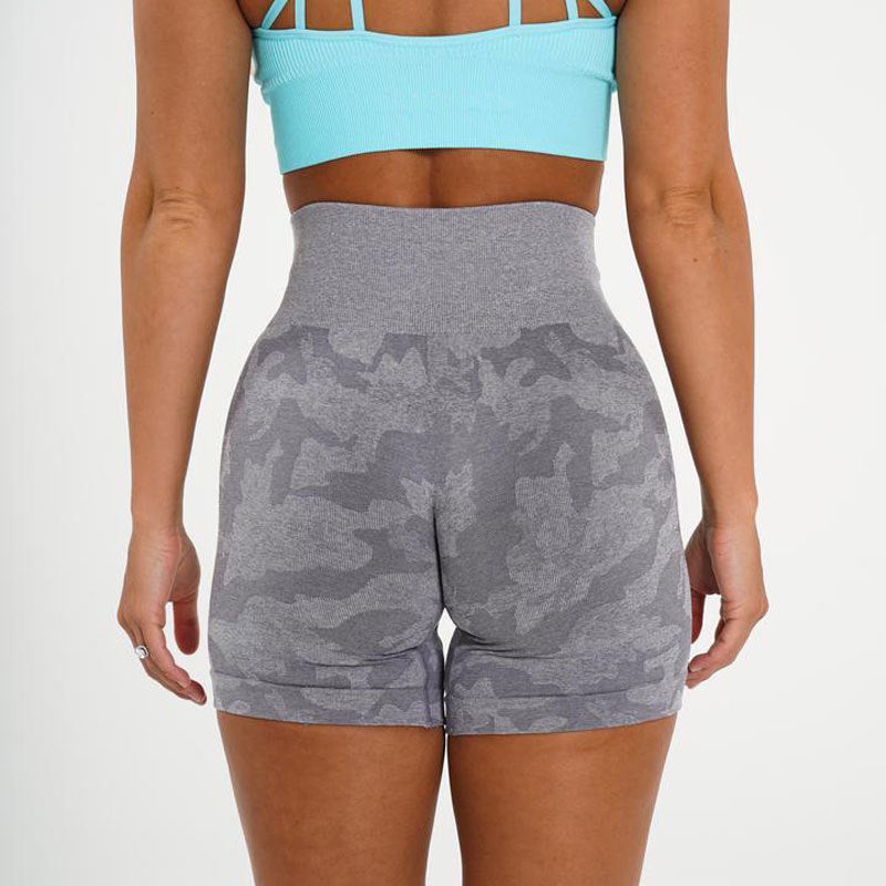 Short de Sport Taille Haute Femme à Motif Camouflage : Confort, Style et Maintien pour Fitness et Yoga