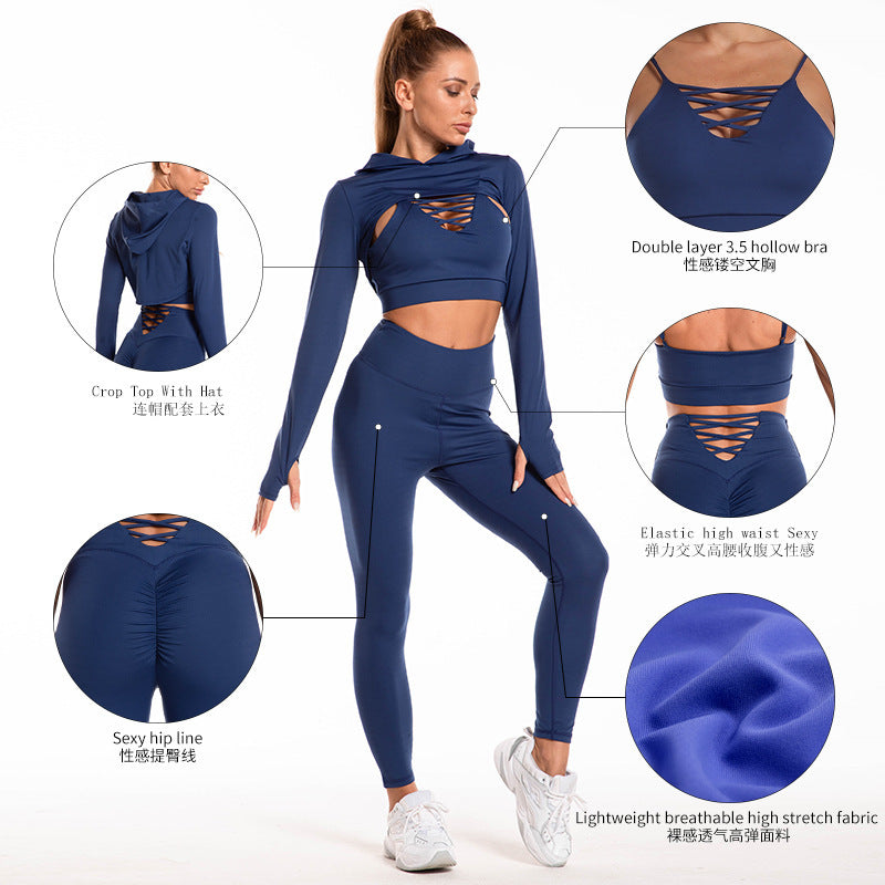 Ensemble de Sport Femme - Legging Taille Haute et Crop Top avec Soutien-Gorge Intégré | Confort et Style